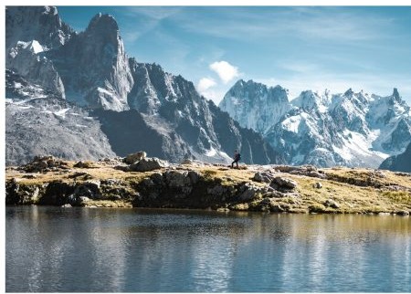Trekker en route to Lac Blanc, Chamonix
