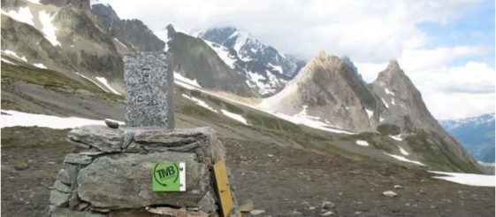 TMB waymarker at Col de Balme